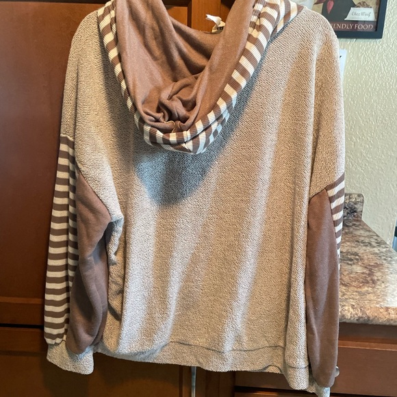 Striped Brown and Tan Men's Sweater - Picture 4 of 5